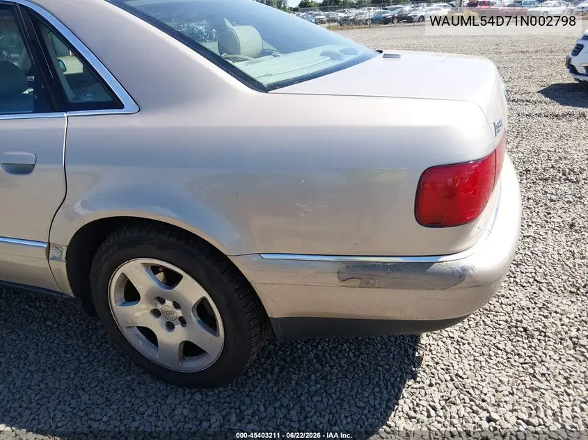 2001 Audi A8 4.2 VIN: WAUML54D71N002798 Lot: 45403211