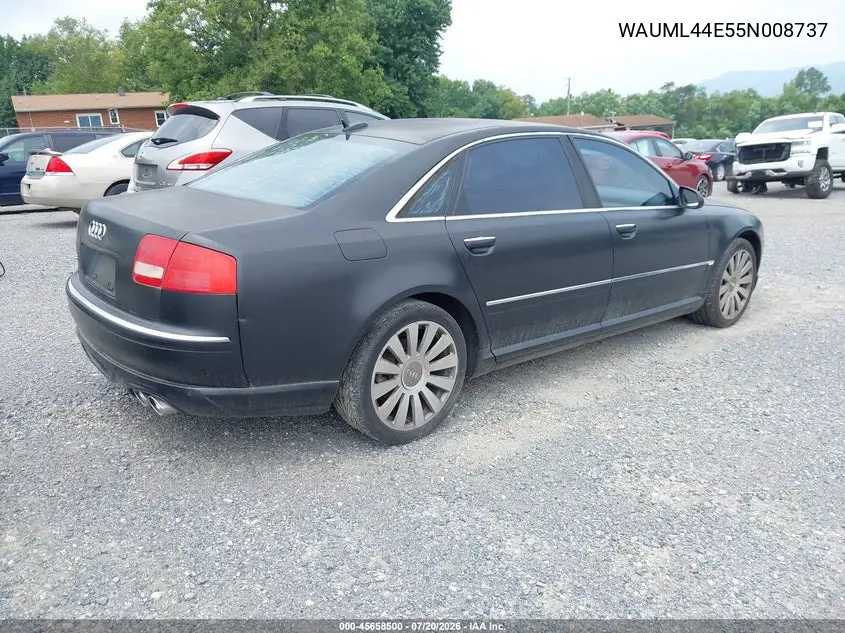 2005 Audi A8 L 4.2 VIN: WAUML44E55N008737 Lot: 45658500