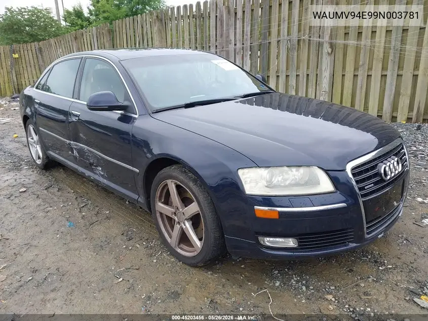 2009 Audi A8 L 4.2 VIN: WAUMV94E99N003781 Lot: 45203456