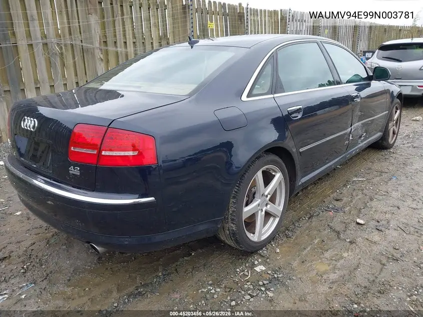 2009 Audi A8 L 4.2 VIN: WAUMV94E99N003781 Lot: 45203456