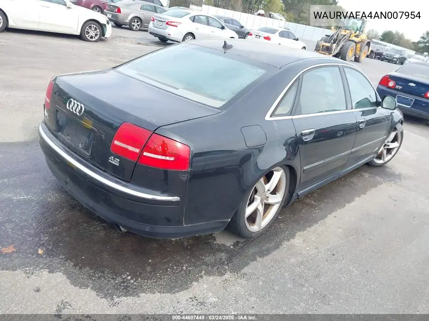 2010 Audi A8 L 4.2 VIN: WAURVAFA4AN007954 Lot: 44687448