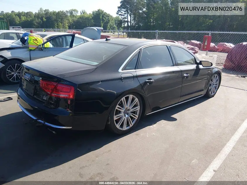 2011 Audi A8 L 4.2 VIN: WAURVAFDXBN020476 Lot: 44944224
