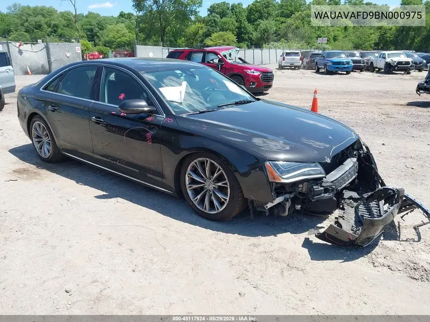 2011 Audi A8 4.2 VIN: WAUAVAFD9BN000975 Lot: 45117924