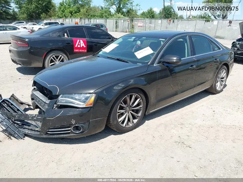 2011 Audi A8 4.2 VIN: WAUAVAFD9BN000975 Lot: 45117924