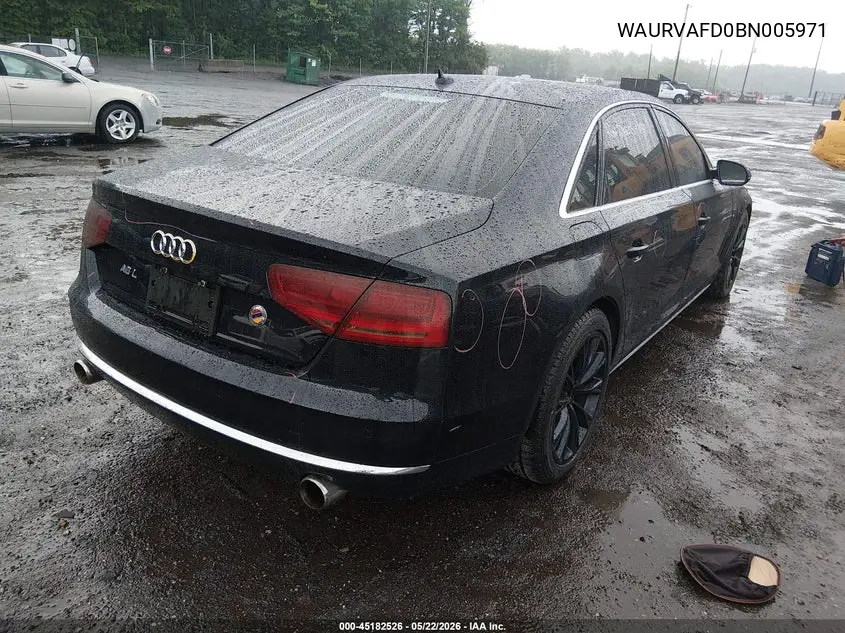 2011 Audi A8 L 4.2 VIN: WAURVAFD0BN005971 Lot: 45182526