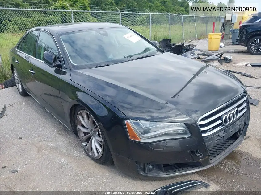 2011 Audi A8 4.2 VIN: WAUAVAFD7BN000960 Lot: 45241079