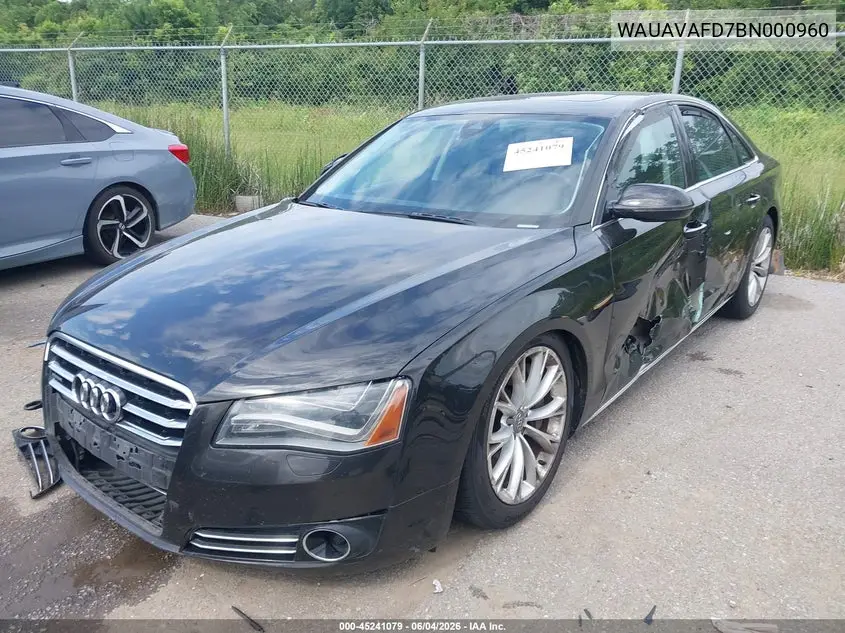 2011 Audi A8 4.2 VIN: WAUAVAFD7BN000960 Lot: 45241079
