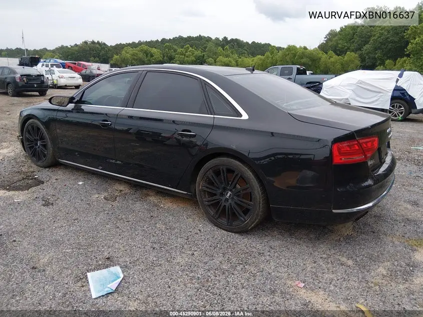 2011 Audi A8 L 4.2 VIN: WAURVAFDXBN016637 Lot: 45290901