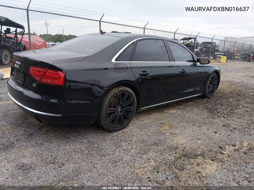 2011 Audi A8 L 4.2 VIN: WAURVAFDXBN016637 Lot: 45290901