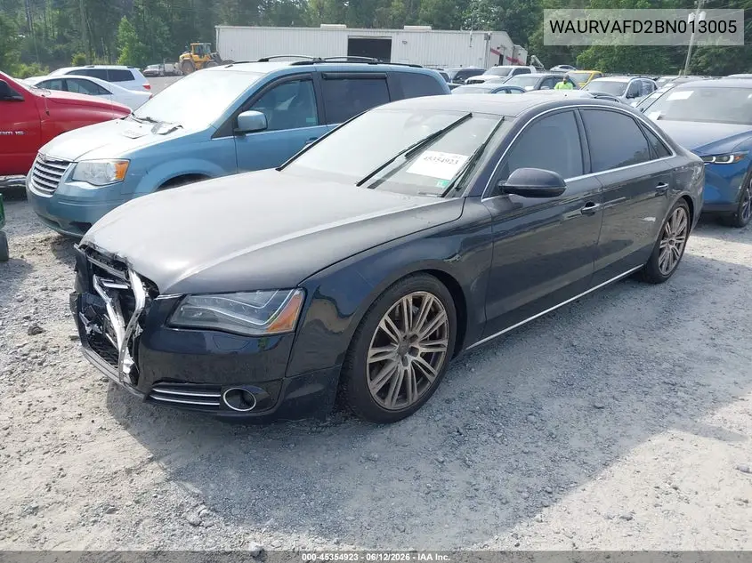 2011 Audi A8 L 4.2 VIN: WAURVAFD2BN013005 Lot: 45354923