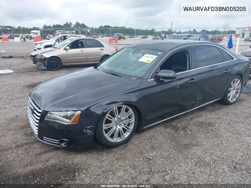 2011 Audi A8 L 4.2 VIN: WAURVAFD3BN005205 Lot: 45400286