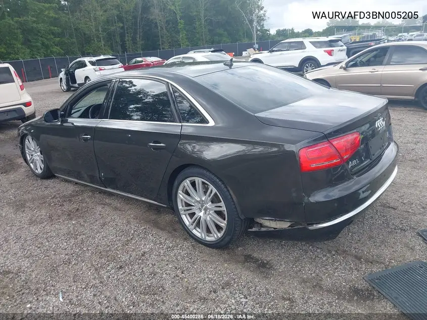 2011 Audi A8 L 4.2 VIN: WAURVAFD3BN005205 Lot: 45400286