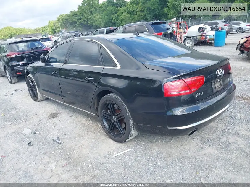 2011 Audi A8 L 4.2 VIN: WAURVAFDXBN016654 Lot: 45431399