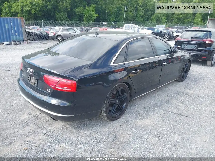 2011 Audi A8 L 4.2 VIN: WAURVAFDXBN016654 Lot: 45431399