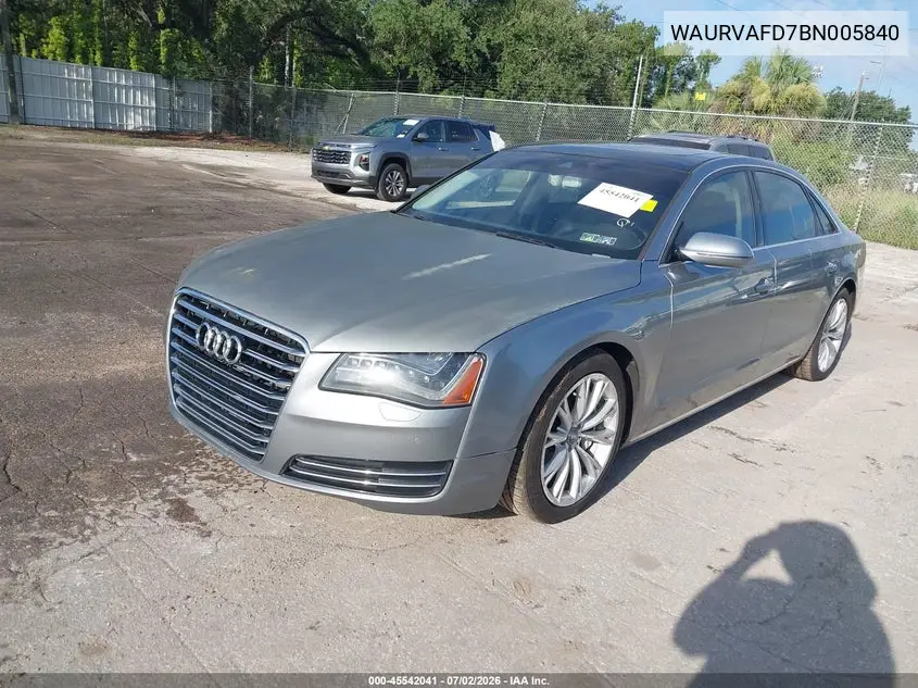 2011 Audi A8 L 4.2 VIN: WAURVAFD7BN005840 Lot: 45542041