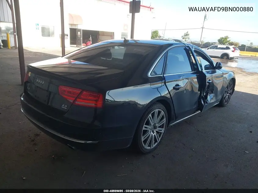 2011 Audi A8 4.2 VIN: WAUAVAFD9BN000880 Lot: 45589495