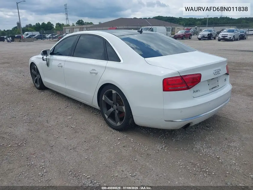 2011 Audi A8 L 4.2 VIN: WAURVAFD6BN011838 Lot: 45594526