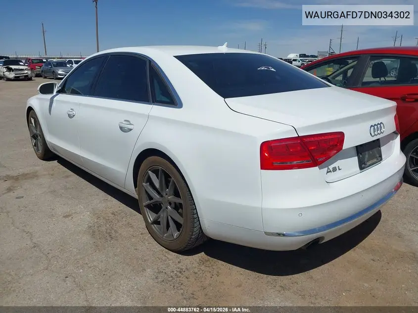 2013 Audi A8 L 3.0T VIN: WAURGAFD7DN034302 Lot: 44883762