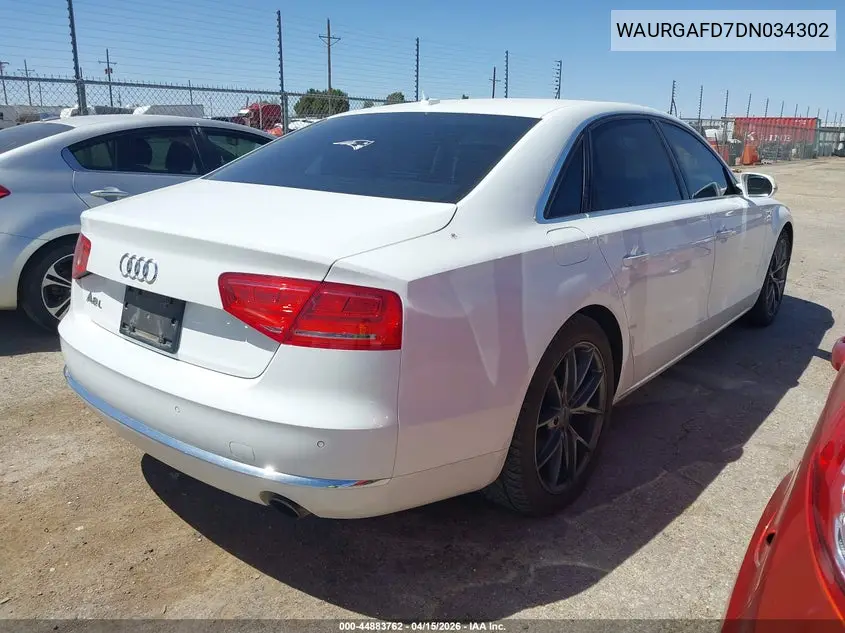2013 Audi A8 L 3.0T VIN: WAURGAFD7DN034302 Lot: 44883762