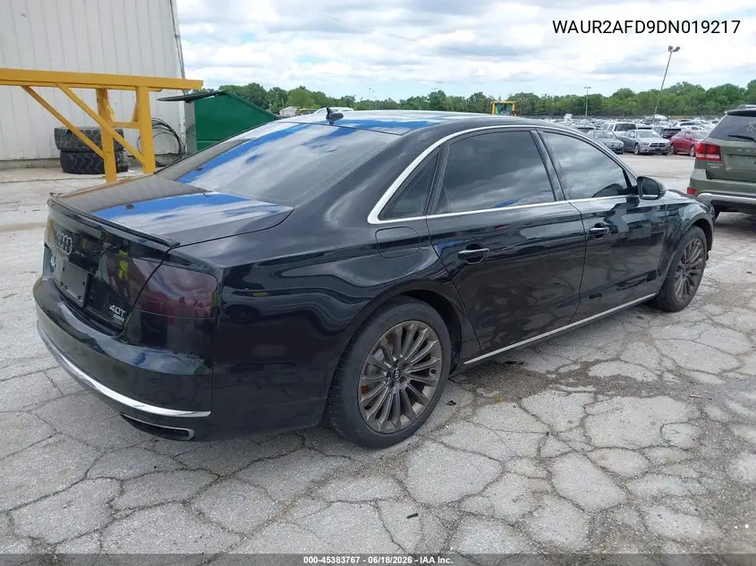 2013 Audi A8 L 4.0T VIN: WAUR2AFD9DN019217 Lot: 45383767