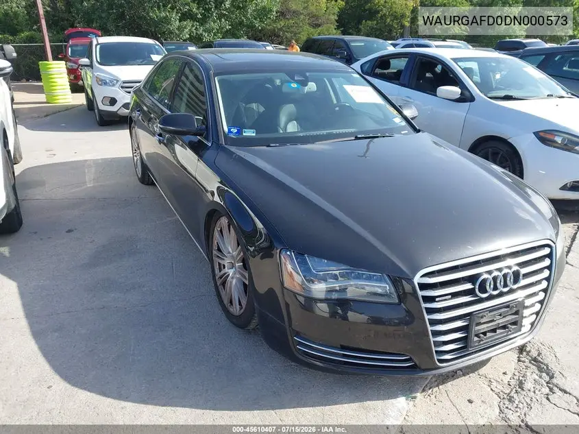2013 Audi A8 L 3.0T VIN: WAURGAFD0DN000573 Lot: 45610407