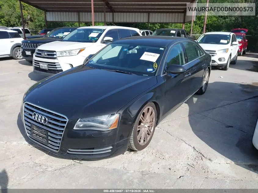 2013 Audi A8 L 3.0T VIN: WAURGAFD0DN000573 Lot: 45610407