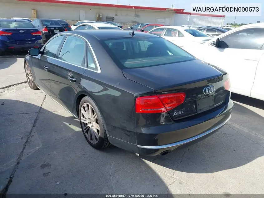 2013 Audi A8 L 3.0T VIN: WAURGAFD0DN000573 Lot: 45610407
