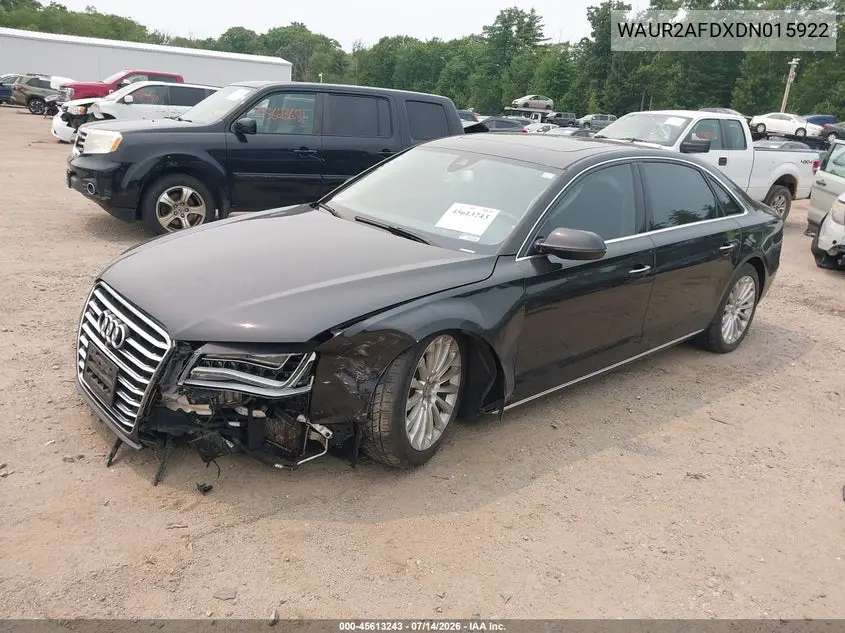 2013 Audi A8 L 4.0T VIN: WAUR2AFDXDN015922 Lot: 45613243
