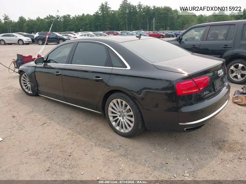 2013 Audi A8 L 4.0T VIN: WAUR2AFDXDN015922 Lot: 45613243