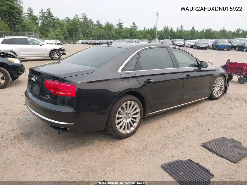 2013 Audi A8 L 4.0T VIN: WAUR2AFDXDN015922 Lot: 45613243