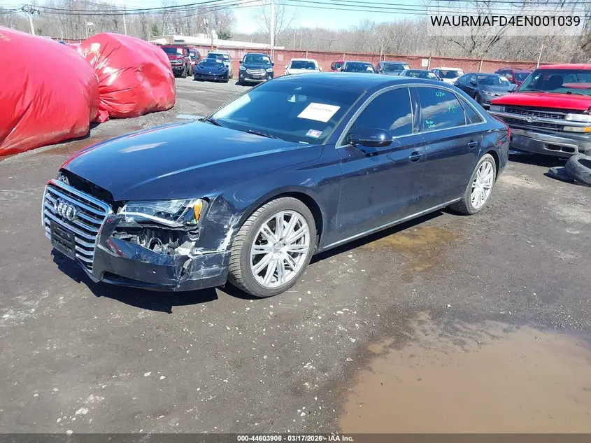 2014 Audi A8 L 3.0 Tdi VIN: WAURMAFD4EN001039 Lot: 44603906