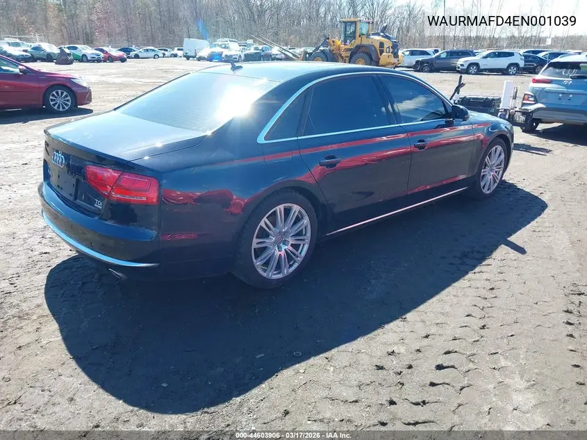 2014 Audi A8 L 3.0 Tdi VIN: WAURMAFD4EN001039 Lot: 44603906