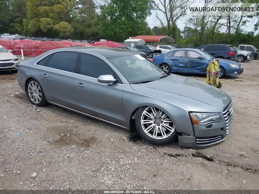2014 Audi A8 L 3.0T VIN: WAURGAFD8EN006431 Lot: 44855240