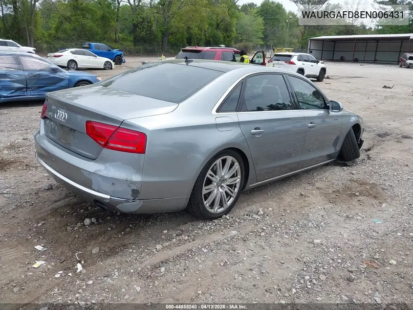 2014 Audi A8 L 3.0T VIN: WAURGAFD8EN006431 Lot: 44855240