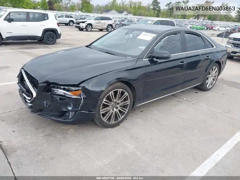 2014 Audi A8 4.0T VIN: WAUA2AFD6EN003863 Lot: 45047750
