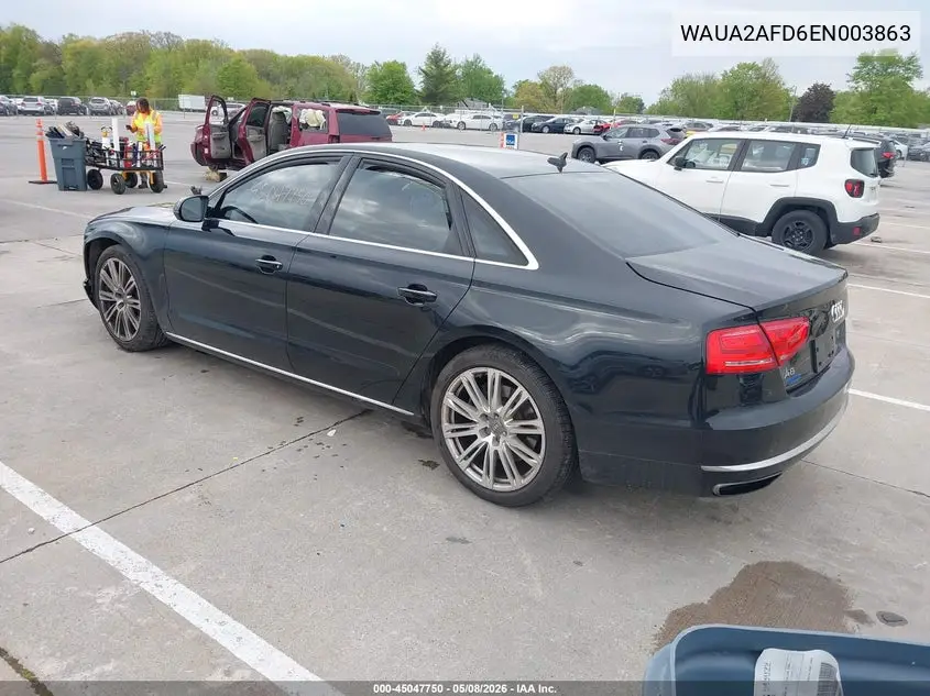 2014 Audi A8 4.0T VIN: WAUA2AFD6EN003863 Lot: 45047750