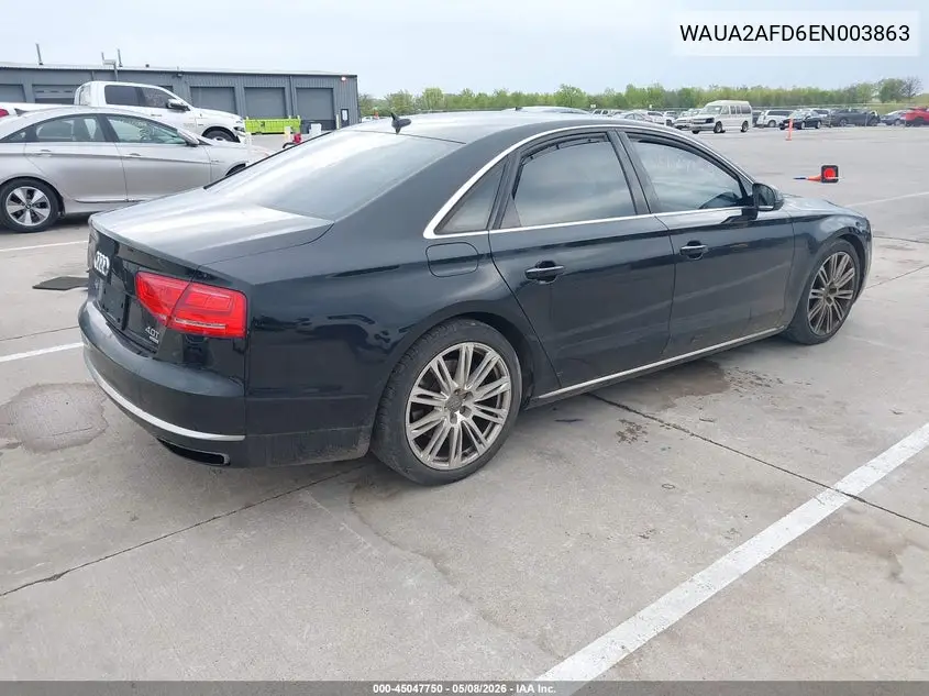2014 Audi A8 4.0T VIN: WAUA2AFD6EN003863 Lot: 45047750