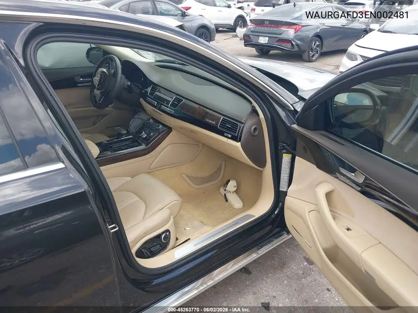 2014 Audi A8 L 3.0T VIN: WAURGAFD3EN002481 Lot: 45263770