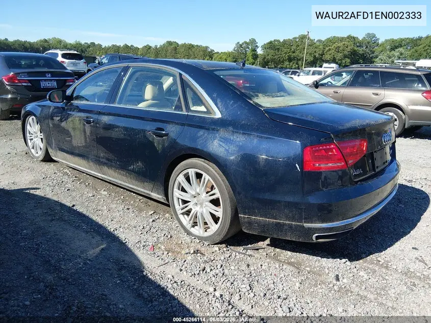 2014 Audi A8 L 4.0T VIN: WAUR2AFD1EN002333 Lot: 45266114
