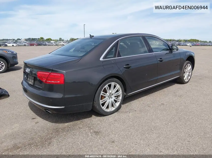 2014 Audi A8 L 3.0T VIN: WAURGAFD4EN006944 Lot: 45331419