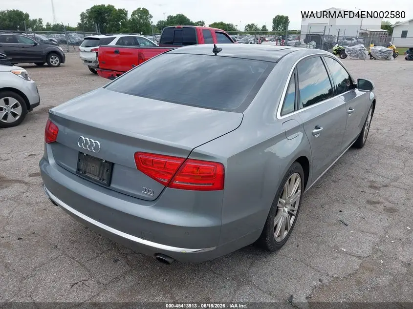 2014 Audi A8 L 3.0 Tdi VIN: WAURMAFD4EN002580 Lot: 45413913