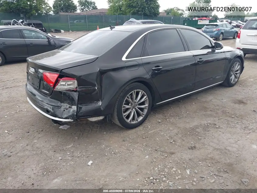 2014 Audi A8 L 3.0T VIN: WAURGAFD2EN010507 Lot: 45589098
