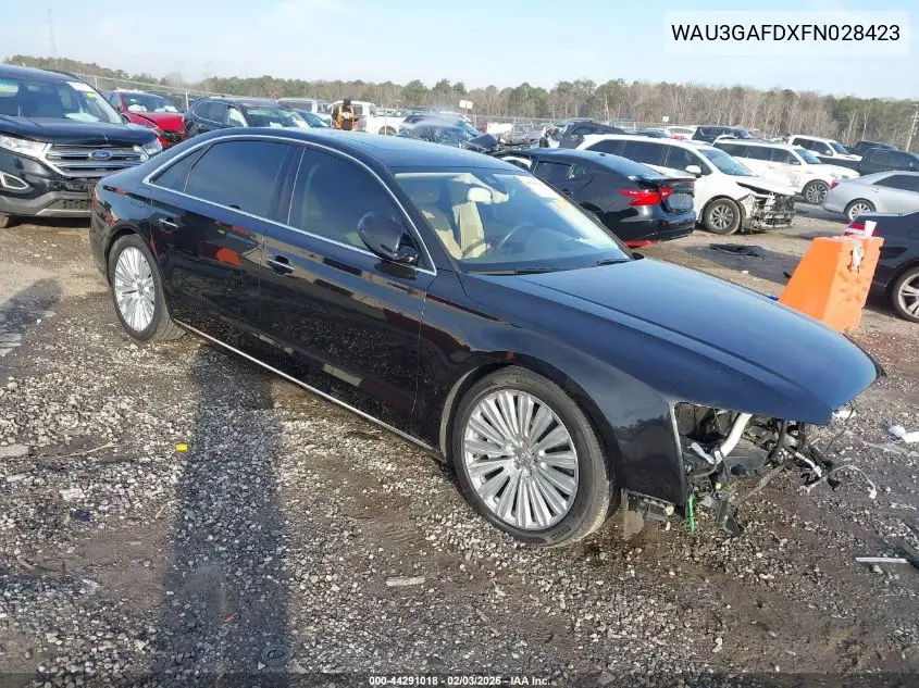 2015 Audi A8 L 3.0T VIN: WAU3GAFDXFN028423 Lot: 44291018