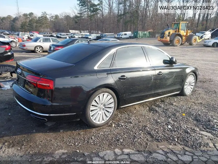 2015 Audi A8 L 3.0T VIN: WAU3GAFDXFN028423 Lot: 44291018