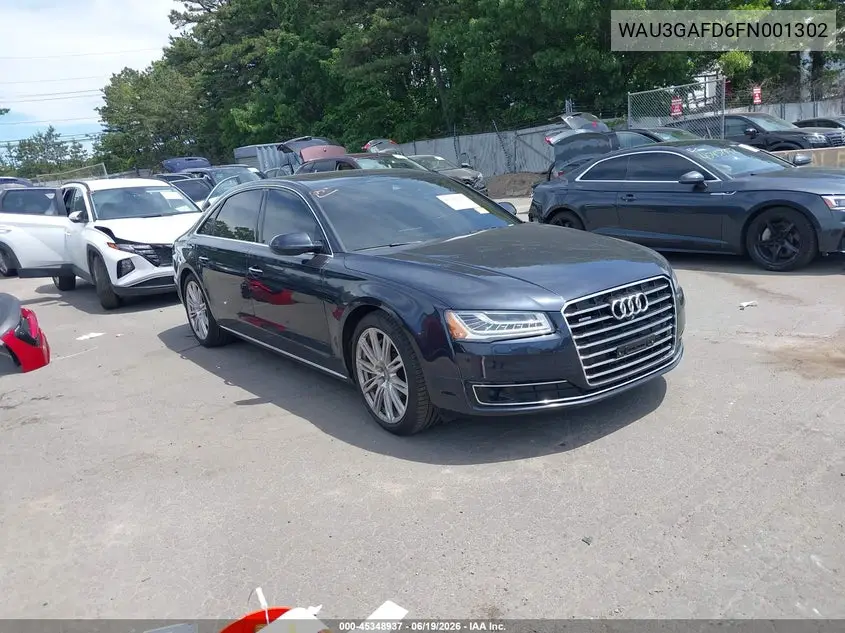 2015 Audi A8 L 3.0T VIN: WAU3GAFD6FN001302 Lot: 45348937