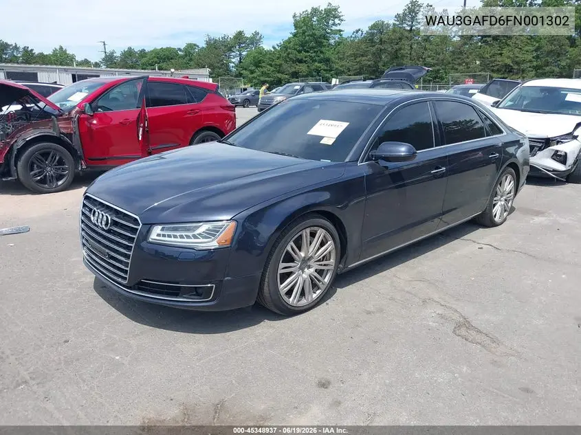 2015 Audi A8 L 3.0T VIN: WAU3GAFD6FN001302 Lot: 45348937