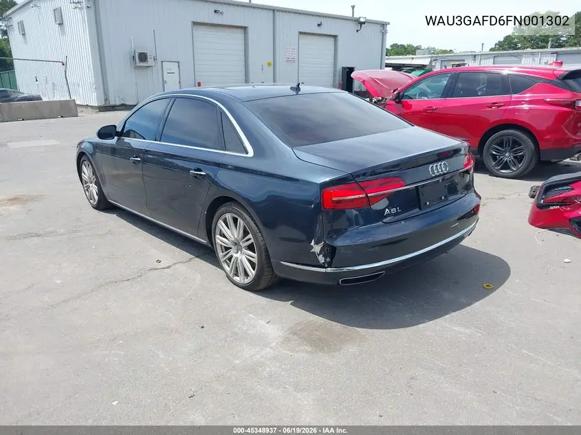 2015 Audi A8 L 3.0T VIN: WAU3GAFD6FN001302 Lot: 45348937