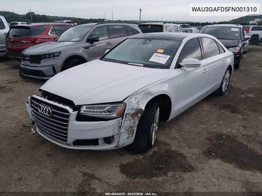 2015 Audi A8 L 3.0T VIN: WAU3GAFD5FN001310 Lot: 45443235