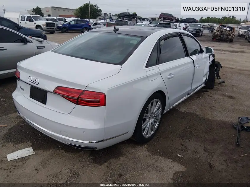 2015 Audi A8 L 3.0T VIN: WAU3GAFD5FN001310 Lot: 45443235
