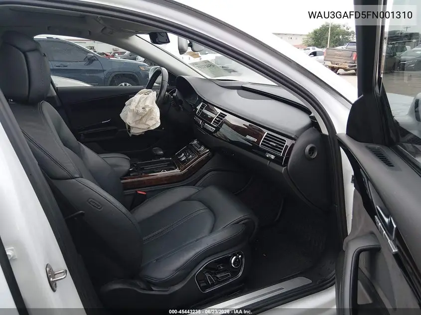 2015 Audi A8 L 3.0T VIN: WAU3GAFD5FN001310 Lot: 45443235